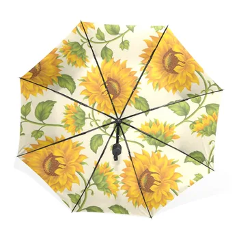 2017 Ultralight Trei Pliere Femei Umbrela de Floarea-soarelui Tipărite Automat Anti UV Femeie Ploaie Umbrela pentru ploaie și cu Soare