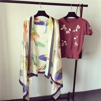 2018 brand de lux eșarfă de mătase de imprimare vara șaluri și împachetări calitate netedă și moale femei eșarfe echarpe pashmina foulard