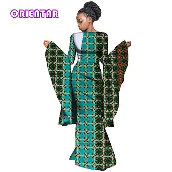 2018 din Africa Rochii pentru Femei Vintage Bazin Riche Volane Maneca Lunga, Rochii de Petrecere Tradițională Africană Îmbrăcăminte WY2965