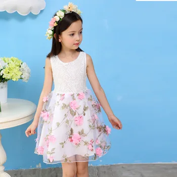2018 fete noi de brand Printesa Rochie de petrecere Tricotate Elastic sifon Dantela din Bumbac Jacobs Floare copilul florale imbracaminte copii