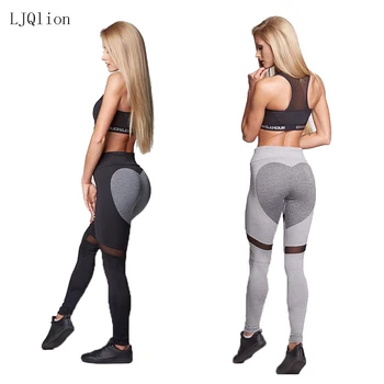2018 LJQlion uscare rapida femei pantaloni fitness sport pantaloni jambiere comprimat cutat jambiere