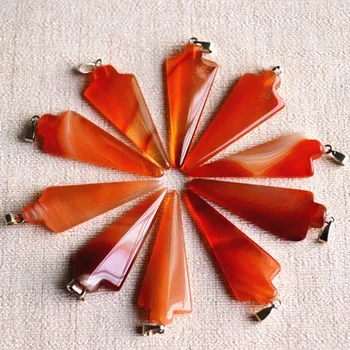 2018 noi de vânzare fierbinte unisex moda piatra Naturala Arrowhead onix pandantive roșu cornelian farmecul colier pentru a face bijuterii 12buc