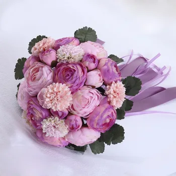 2018 Nou de Mireasa Buchete de Mireasa 24 Flori de Trandafir Flori lucrate Manual Petrecerea de nunta, Cadouri de Nunta, Accesorii de Flori cu Panglică