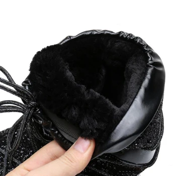 2018 nou de Zăpadă cizme de iarna cizme glezna pantofi femei pantofi de protecție tocuri de moda cizme de iarna de moda pantofi cu Paiete spațiu cizme 8