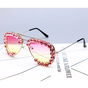 2018 nou Designer de ochelari de Soare pentru Femei Piața de Epocă ochelari de soare Bling Stras ochelari de Soare pentru Femei-pilot de Moda Umbra UV400