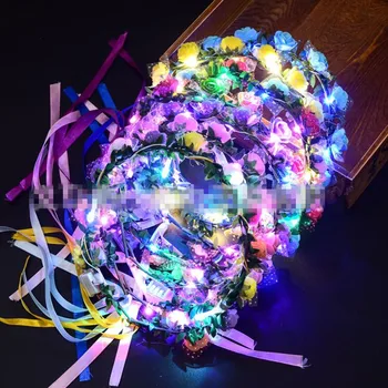 2018 Nou LED Intermitent de Flori cu Bandă de susținere Femei Fete Aprinde Ghirlanda Accesorii de Par Glow Consumabile Partid