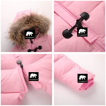 2018 NOU stil rusesc de iarna copil snowsuit 90% rață jos jacheta pentru fete haine cald Parc pentru copil mic de zăpadă purta salopeta