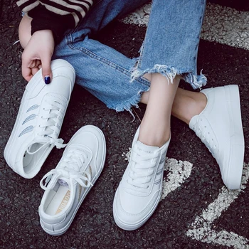 2018 nouă primăvară moda pentru femei pantofi casual cu platforma inalta, din piele PU femei casual pantofi albi respirabil adidași