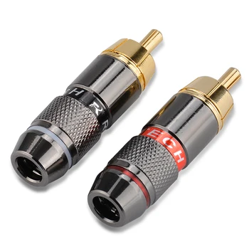 20buc/10Pairs Placat cu Aur Conector RCA RCA male plug adaptor Audio/Video Conector Suport Cablu 6mm black&red 20buc