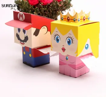 20buc desene animate Super-Marie Bros Printesa Peach Mireasa si Mirele nunta favoruri cutie de bomboane de nunta Petrecere Pungi de cadouri Copilul show Cutii