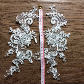 24*10 cm 10 buc/lot Africa franceză Dantela Tesatura de Înaltă Calitate Masina de Argint Os Dantela Chantilly Aplicatiile Pentru Accesorii de Nunta