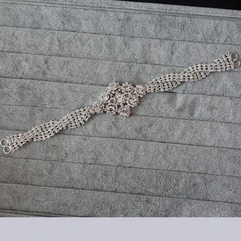 25*4 cm Sticla cristal stras aplicatiile de Baza de Argint Cu cârlig Pentru Rochie de mireasa Curea Aplicatiile Coase pe Rochie de Petrecere Decoratiuni