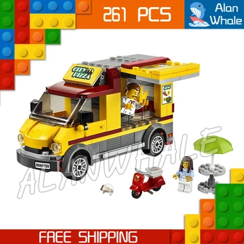 261pcs Oraș Mare Vehicule Pizza Van Model Blocuri 10648 Asambla Camion de Cărămizi Copii Jucarii Copii Compatibile Cu Lego