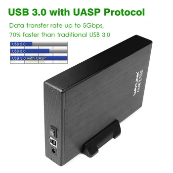 3.5 inch USB 3.0 la SATA Hard Disk Externă Cabina de Caz din Aluminiu Wavlink pentru 3.5 Inch SATA I/II/III HDD SSD de Suport UASP