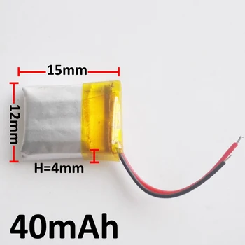 3.7 V 40mAh Baterie reîncărcabilă Litiu li-Polimer lipo ion baterii Pentru MP3 MP4 MP5 DIY bluetooth căști 4*12*15mm