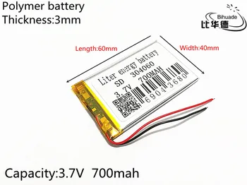 3.7 V,700mAH,304060 PLIB; polimer litiu-ion / Li-ion pentru GPS,mp3,mp4,mp5,dvd,bluetooth,model de jucărie mobil bluetooth