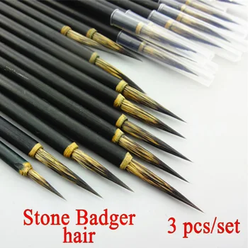 3 buc/set Marcarea perie stilou piatra insigna de păr perie caligrafie Pix bambus negru toc Linie desen creion pictura arta consumabile