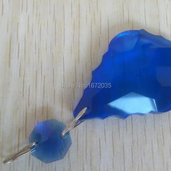 30 buc Culoare Albastru 50mm Maple Leaf + 14mm Margele franceză Taie Pandantiv stil Baroc Frunze Crystal Prism Feng Shui Candelabru de Cristal Piese