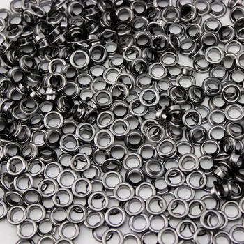 300set 6mm orificiu Negru Nichel-metal cupru ochiuri butoane haine accesoriu geanta concluziile