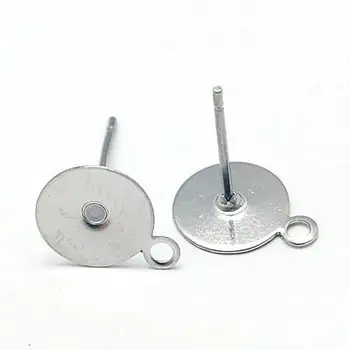 304 Din Oțel Inoxidabil Earstud Componente, 12.5x10mm, Pin: 0,7 mm, Orificiu: 1mm