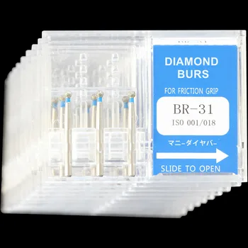 30buc(10 cutii) Dentare Freze de Diamant BR-45 / BR-46 / BR-49 de Slefuit Burghiu de Mare Viteză de Mana Lustruire Dentist Bavuri