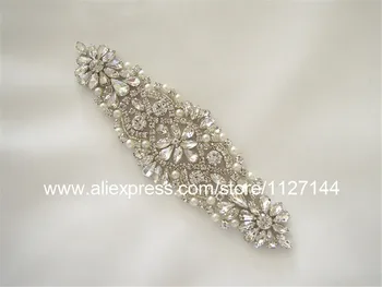 (30BUC) en-Gros de mireasa cu margele de cusut de cristal de argint stras aplicatiile de fier pentru rochii de mireasa cercevea WDD0351