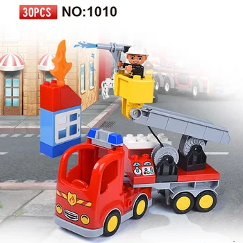30pcs Dimensiuni Mari Diy Stația de Pompieri, Blocuri Figura Compatibil Cu Legoingly Cărămizi Duplo Jucarii Educative Pentru Copii
