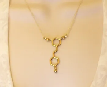 30PCS - Element de Dopamina Colier Chimie Cofeina Moleculară Colier Formula Molecula de Hormon Serotonina Coliere