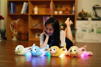 35cm Kawaii Plus de Câine Papusa cu Lumina LED-uri Colorate Stralucitoare Catelus Jucărie de Pluș pentru Copii Jucării pentru Copii de Craciun Cadou de Ziua de nastere