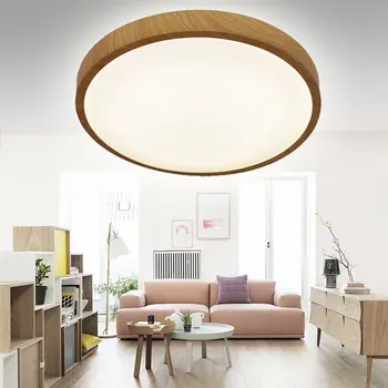 (35x35cm) culoare Naturala, imitatie de lemn, cereale led lămpi de tavan, dormitor lampă de tavan, AC90-265V