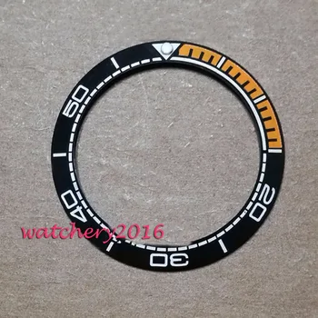 39.8 mm nou uminous markeri negru & portocaliu bezel ceramica alb numerele introduce ceas se potrivesc mișcarea automată Bărbați ceas bezel