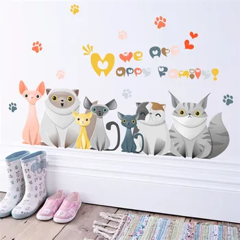 % 3d efect de animale vii pisică câine laba usa frigiderului autocolante de perete pentru camera copii animale de companie decor de perete decalcomanii de artă murală poster