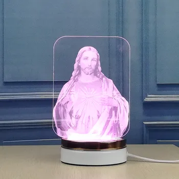 3D lampă de masă Isus lumina LED biserica Catolică cadou de Crăciun iluminat interior deak abajurul paturi birou Birou lampă de masă
