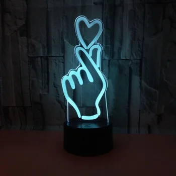 3D Led Mâna Iubitoare Gest de Modelare Lampă de Masă 7 Schimbare de Culoare USB Degetul Inima Seară Romantică la Lumina Decor Acasă de Iluminat Pentru Cadou