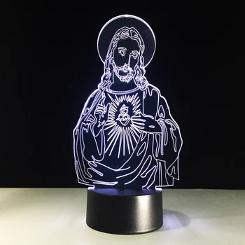 3D LED Viziunea lui Isus Hristos Lampa de Dormit pentru Copii Noptieră Iluminat Culori Schimbă Lumina de Noapte Cadou de Crăciun Decor Luminaria