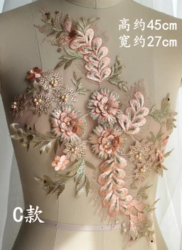 3D Sampanie flori brodate cu margele patch aplicatiile pentru nunta rochie de seara patch-uri de cusut de îmbrăcăminte de moda accesorii