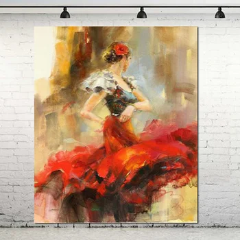3Pcs Abstract Pictură în Ulei Dansatoare În Roșu Figura Pictura Pe Canvas Wall Art Poza Pentru Decor Acasă Poze Pictate manual