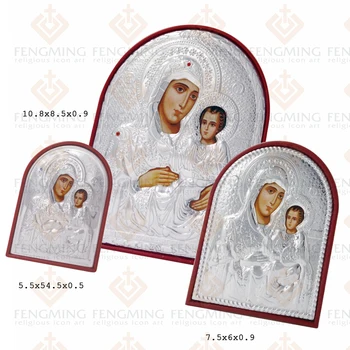 3pcs/set dimensiuni diferite icoane ortodoxe arta de a fecioarei maria din Ierusalim și Isus en-gros religioase icoană de argint pandantiv cadouri