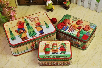 3pcs/set Stil de Crăciun Cutie de Depozitare din Metal, Cutie de Bijuterii Cutie de Bomboane cadou de Crăciun caz container pentru alimente