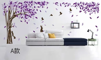 420*180CM copac mare de flori pasăre autocolant de perete de hârtie de perete pictura murala pentru camera de zi de decorare acasă vinil pvc autocolant de artă