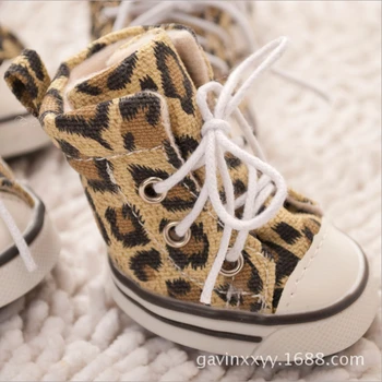 4buc/lot de animale de Companie Pantofi Leopard Dog Walking Sneaker Anti-derapaj Încălțăminte Pantofi de Panza Furnizori