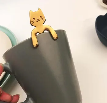 4buc Oțel Inoxidabil Mini Pisica Pisoi Linguri pentru Cafea, Ceai, Desert, Bea Amestecarea Milkshake Lingura Tacamuri Set Consumabile Bucatarie