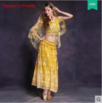5 Buc Belly Dance Costum de Bellydance performanță Tigan Indian Rochie pentru dans Burtă de Dans Bollywood Costume de Dans