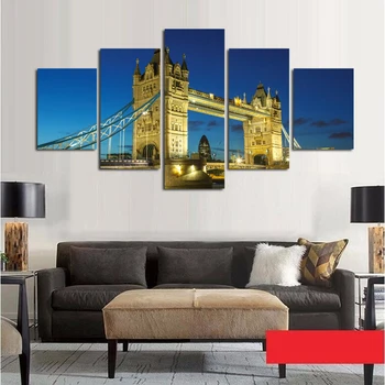 5 bucati neîntinsă panza printuri pictura London Tower Bridge panza tablou peisaj oraș fotografie imprimare decor de perete