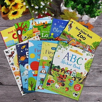 5 cărți/set Usborne copii engleză imagine autocolant de carte de colorat cărți educaționale pentru copii pansament/Crăciun/autocolante masini