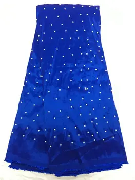 5 Metri/buc Frumos albastru regal George tesatura dantela cu margele decor african dantela din bumbac pentru haine QG1-3