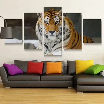 5 Panoul Moderne Tipărite Tigru Panza Pictura Cuadros Imagine Animal Peisaj Ulei Tablouri Pentru Living (Fara Rama) PR1008