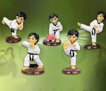 5 Păpuși Taekwondo Set Kawaii Acasă Decor Figurine Gaden Cifrele mini Accesorii de gradina Kickboxing Coreea de Rasina de Artizanat