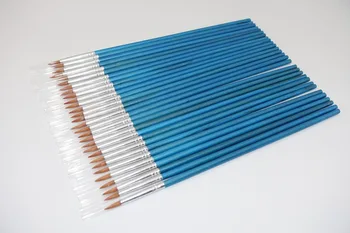 50 buc/set Multi funcția de nailon Albastru scurt lemn perie pulbere de apă propenă pictura in acuarela pen Cap Rotund Linie Cârlig Pen