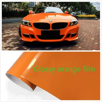 500mm x 1520mm Glossy orange Folie de Vinil Masina si motocicleta autocolant Adeziv de Eliberare a Aerului cu Bule Autocolant Decal Film de styling Auto